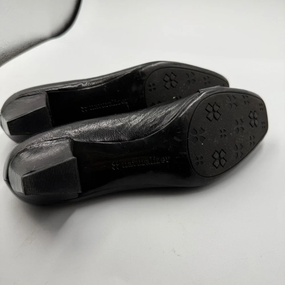 Naturalizer‎ Fulton Black Leather Square Toe Low Heel Loafer Shoes 7 1/2 N Y2K